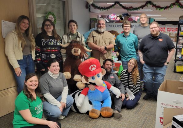 group volunteering at toys for tots