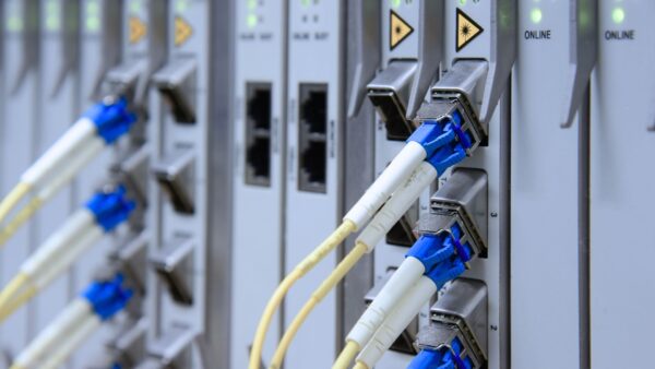Cables plugged in to servers