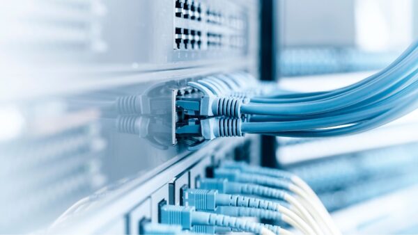 Ethernet cables going into servers