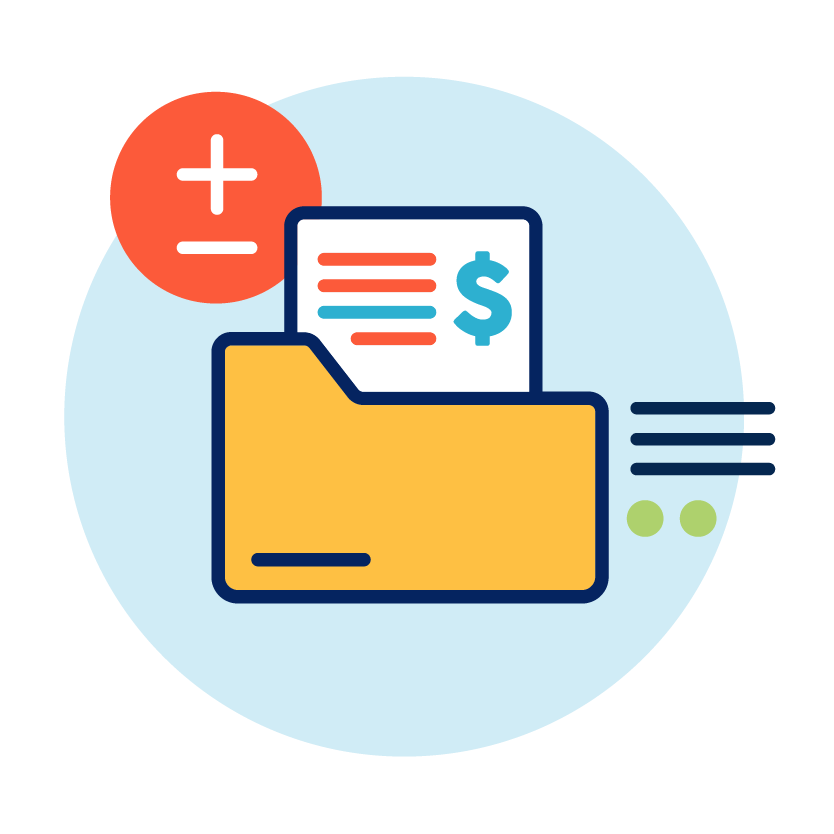 Folder with financial invoice