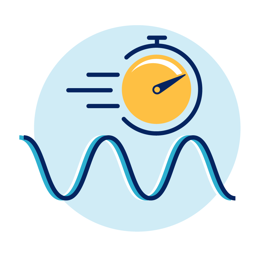 Icon of a wavelength with a stopwatch